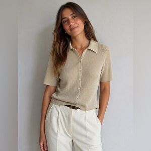 Saks Fifth Avenue Collection Silk Ribbed Polo Knit